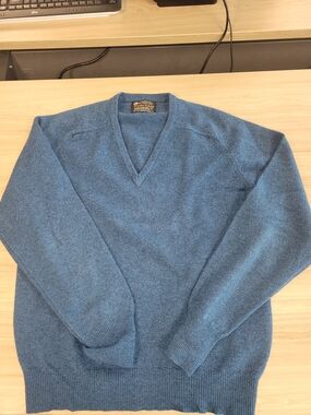 🔥Vintage Puritan Men's Heathered Blue V-Neck Sweater